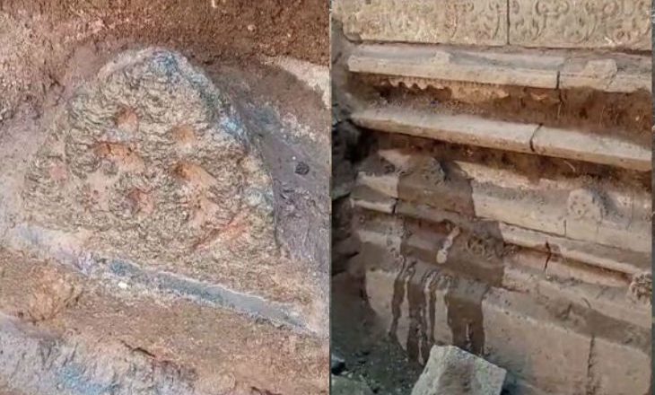 महाकाल में मिला 1000 साल पुराना अवशेष:मंदिर विस्तार के लिए खुदाई में 20 फीट पर मिला परमार काल के मंदिर का आधार, काम रोका
