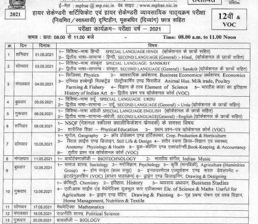 MP बोर्ड परीक्षा:10वीं का गणित का पेपर अब 15 के बजाए 19 मई को, 12वीं के बायोलॉजी और इंफोर्मेटिक प्रैक्टिसेस के पेपर की तारीखें भी बदलीं