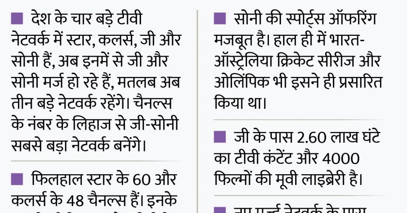 टीवी इंडस्ट्री में तख्तापलट!:अब स्टार चैनल नेटवर्क नहीं रहेगा नंबर वन, सोनी और जी होंगे मर्ज, 75 चैनल्स के साथ बनेगा भारत का सबसे बड़ा TV नेटवर्क