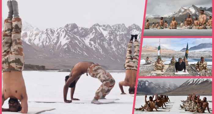 लेह में 15 हजार फीट की ऊंचाई पर ITBP जवानों ने किया योग, PM Modi श्रीनगर में मना रहे योग दिवस